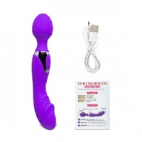 20 Function Double Ended Wand Massager, Silicone, PURPLE, BOTH ENDS INDEPENDENTLY VIBRATE 